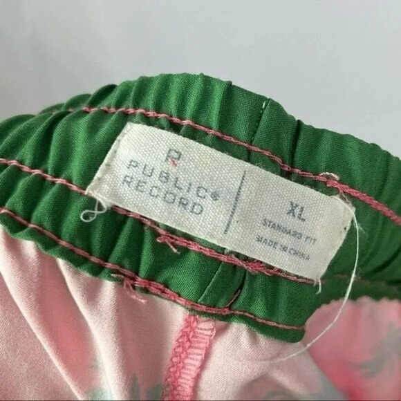 Public Record Pink & Green Palm Tree Hybrid Retro Swim Shorts XL - Picture 4 of 4